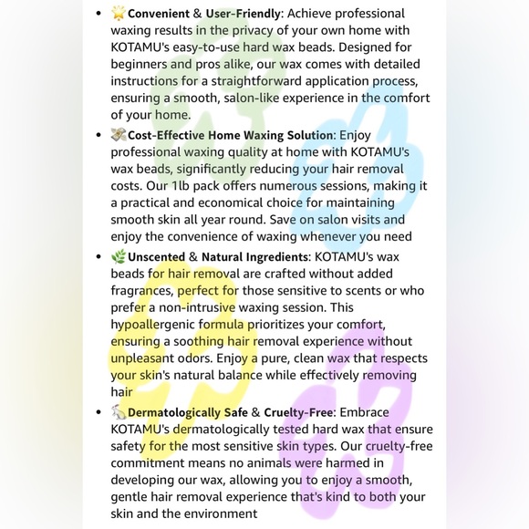 Waxing Beads Unscented Hard Wax Beads for Women& Men Full Body Thick &Thin Hair - Picture 10 of 12